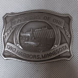 Two Harbors MN Belt Buckle 100 Years of Ore 1884 1984 Dart Limited Edition  #197